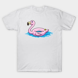 Flamingo at Swimming with Swim ring T-Shirt